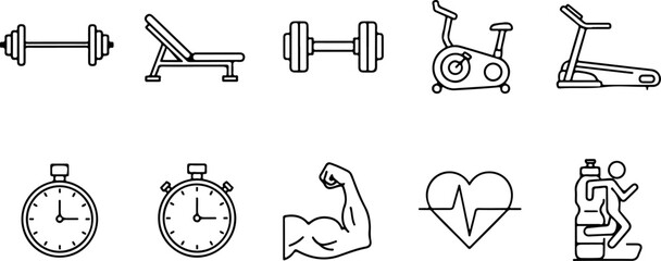 Gym Fitness Icon Set &ndash; Workout & Health Vector Symbols