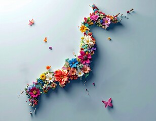 花のイメージの日本地図（ai生成画像）