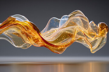 Flowing Amber Glass Fluid Ribbon
