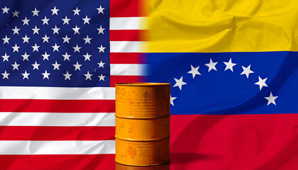 USA and Venezuela flags representing conflict and oil