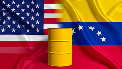USA and Venezuela flags representing conflict and oil