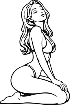 Graceful Woman Pose Drawn with Clean Contour Lines