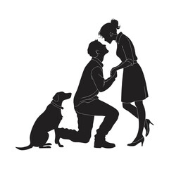 Silhouette engagement with dog