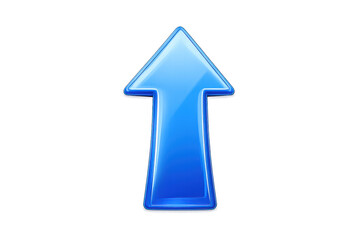 Blue glossy 3d arrow pointing up, symbolizing growth, success, direction, indicator, upload, progress, and achievement