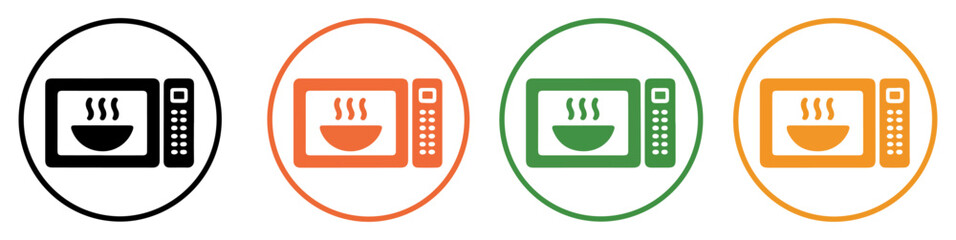 microwave oven icon set vector