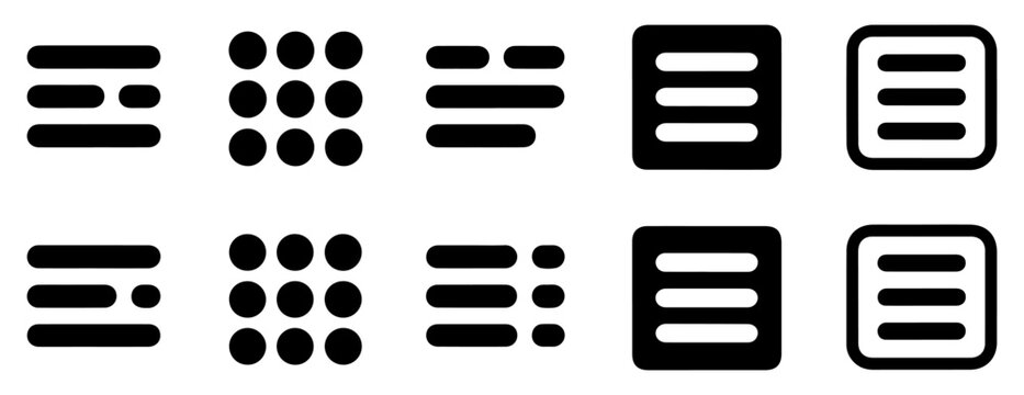 menu button navigation icon set