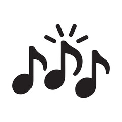 Black musical notes with radiating lines indicating sound or melody