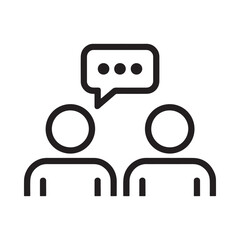 Simple black and white illustration depicting communication between two people