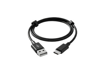 Fototapeta premium Black usb cable with usb-a and usb-c connectors