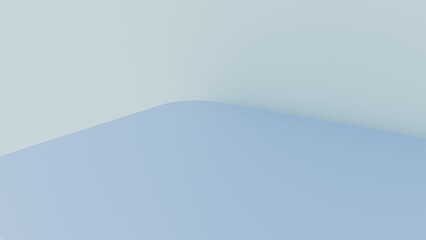 Abstract 3D blue curved surface background with soft studio lighting