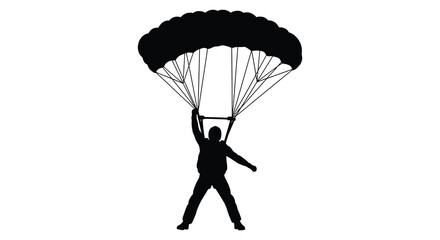 A dramatic depiction of a skydiver in mid air descent showcasing freedom and adventure silhouette © MIRAJ02