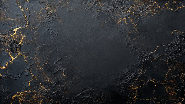black stone slate texture with golden crack background