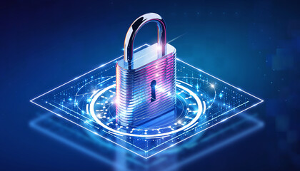 A close-up view of a digital padlock, symbolizing online security and data protection