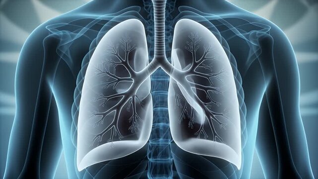 Human Respiratory System X-Ray Scan: A Detailed View of Healthy Lung Anatomy