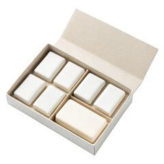 Erasers in box  isolated on white background