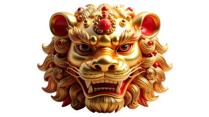 Golden Lion Head Sculpture, a Majestic Symbol of Strength and Power