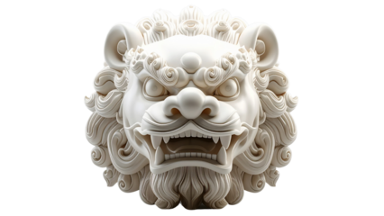 Intricate and Detailed Sculpted Lion Head with Fierce Expression, Representing Power and Mysticism