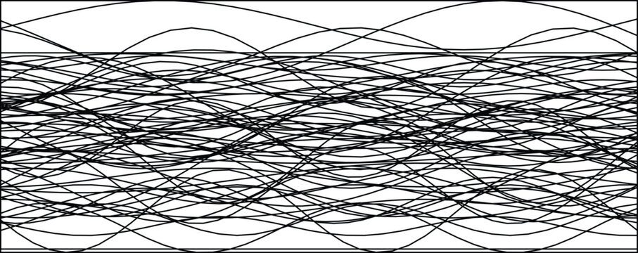 Dynamic black lines create a wave-like pattern, forming an intricate and chaotic abstract design.