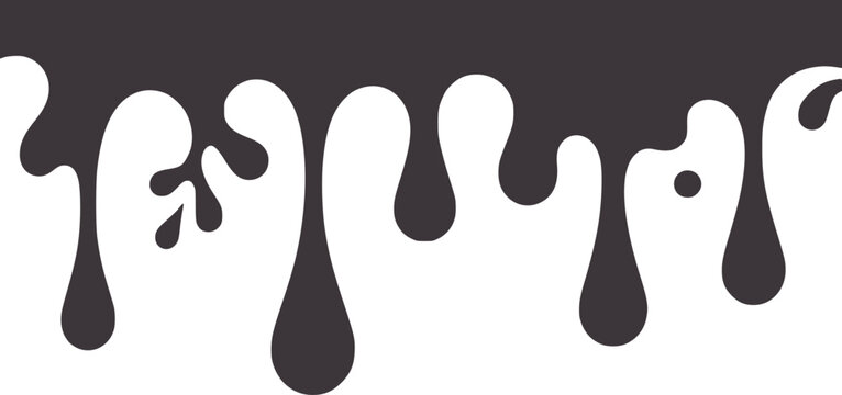 Abstract monochrome fluid wave pattern with dripping shapes in black and