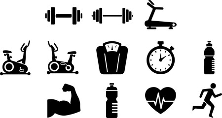 Fitness & Gym Icons Set &ndash; Workout and Healthy Lifestyle Symbols