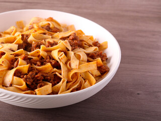 Picante tagliatelle with mince beef