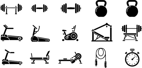 Fitness & Gym Icons Set &ndash; Workout and Healthy Lifestyle Symbols