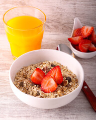 Homemade healthy muesli mix strawberry