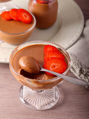 Homemade chocolate mousse in bowls