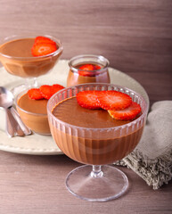 Homemade chocolate mousse in bowls
