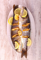 Baked lemon sea bass fish o