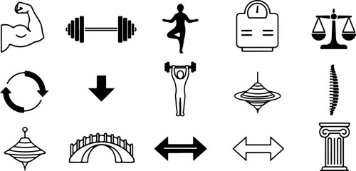 Fitness & Gym Icons Set &ndash; Workout and Healthy Lifestyle Symbols
