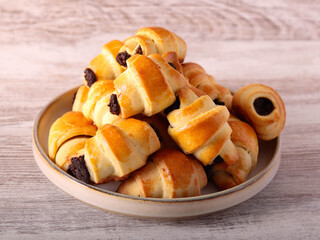 Homemade poppy seed filling rugelach