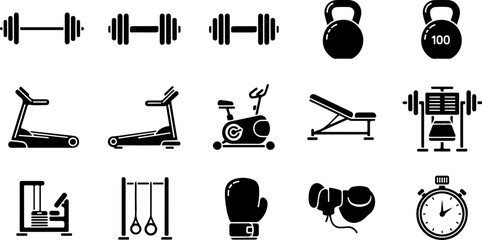 Fitness & Gym Icons Set &ndash; Workout and Healthy Lifestyle Symbols