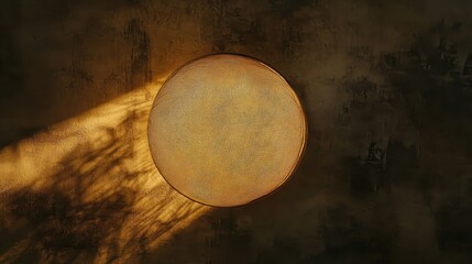 A gleaming metallic mesh forming a translucent globe with warm golden light and intricate shadow patterns