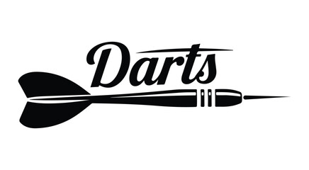 Darts sport game single arrow flying silhouette vector illustration