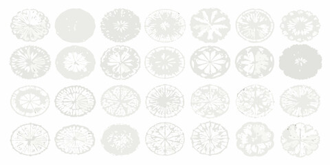 An arrangement of delicate circular floral inspired lace doilies in grayscale