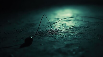 An intricate and abstract network of interconnected wires and circuits illuminated on a textured dark surface