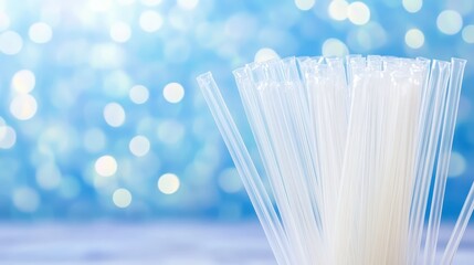 Clear plastic water filtration straws bundled together for personal purification and drinking