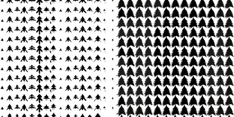 A striking black and white pattern depicting dense forests and tree formations © Lelin