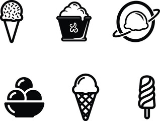 Ice cream icons with different flavors and types