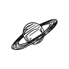 planet saturn cartoon sketch on white background © Yahor Shylau 
