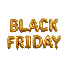 Golden black friday text isolated on transparent background