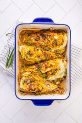 Oven baked cabbage with parmesan cheese, low carb and healthy meal