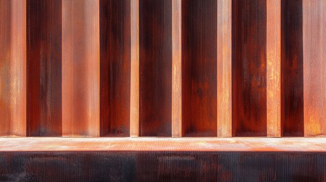Close up view of weathered corrugated metal sheets with a rusty and textured surface - Powered by Adobe