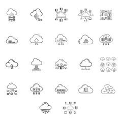 Obraz premium Cloud Computing Icons Pack for Cloud Services, Data Storage, and Online Technology