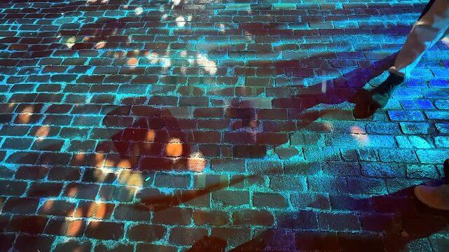 Disco lights in a colonial floor in the Distillery District, Toronto, Canada