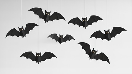 Black bats decoration for Halloween party and spooky ambiance, hanging ornaments