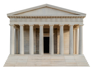 Obraz premium Small white stone building with columns isolated on a transparent background