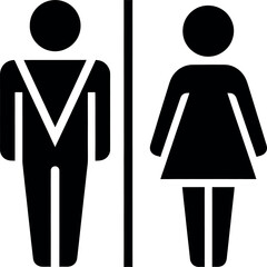 Black silhouette of male and female restroom signs