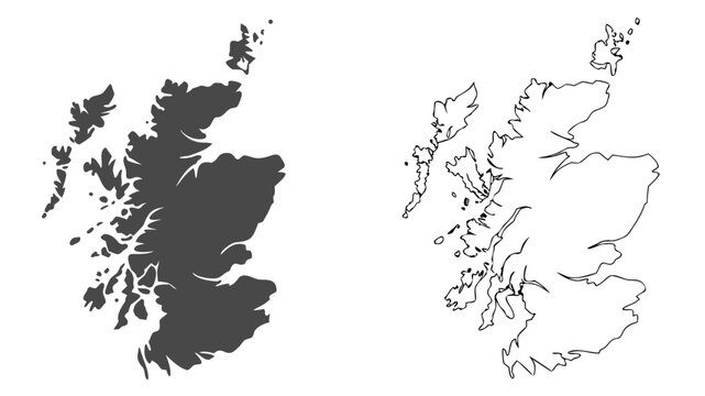 A comparative view of scotland s coastline using both solid and line art styles silhouette
